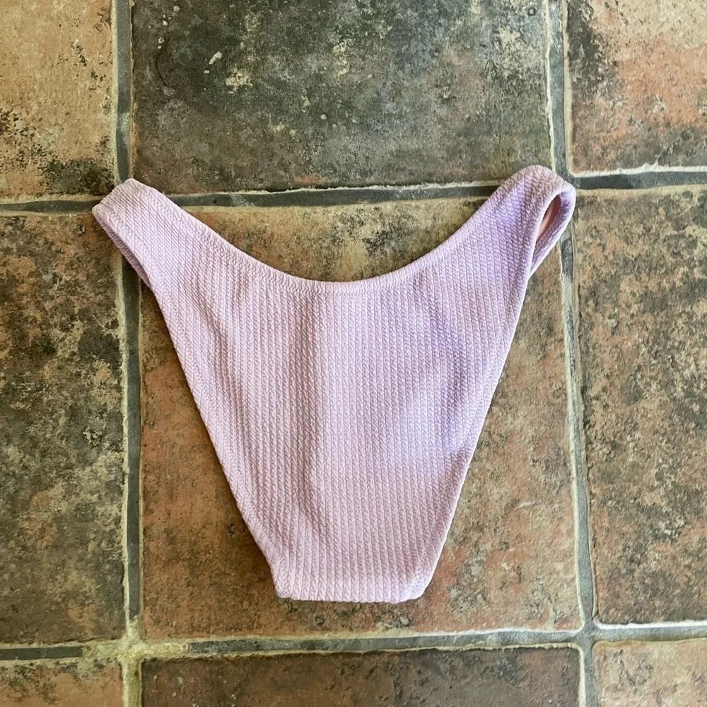 J.Crew Textured Curved-Waist Cheeky Bikini Bottoms Light Purple Color Size S
